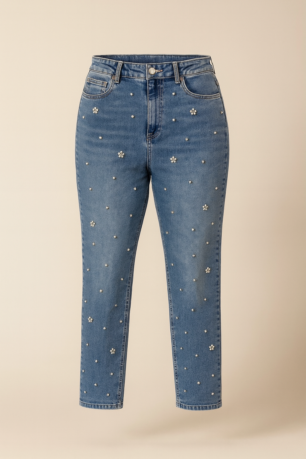 Paprika (Sample) - Pearl Embellished Straight-Leg Jeans