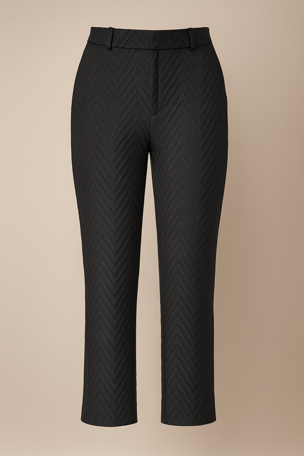 adL - Black Chevron Textured Straight-Leg Pants