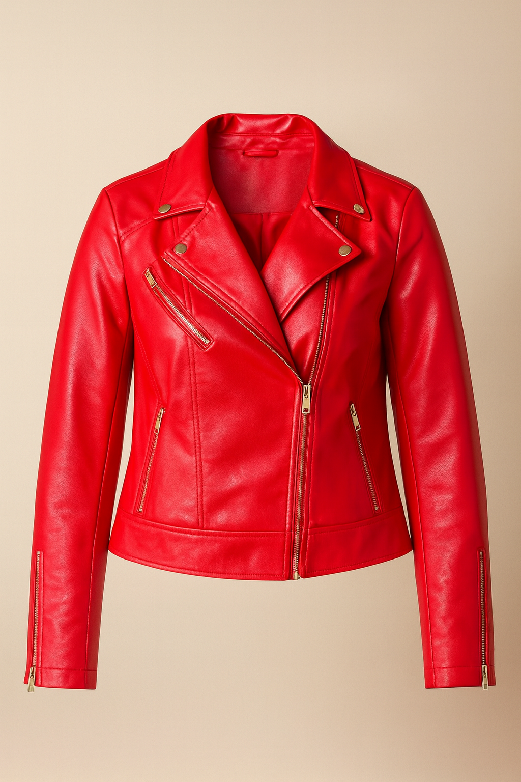 Paprika (Sample) - Red Faux Leather Biker Jacket
