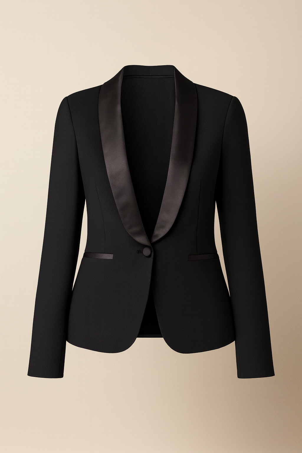 Zara Basic Black Satin Lapel Blazer