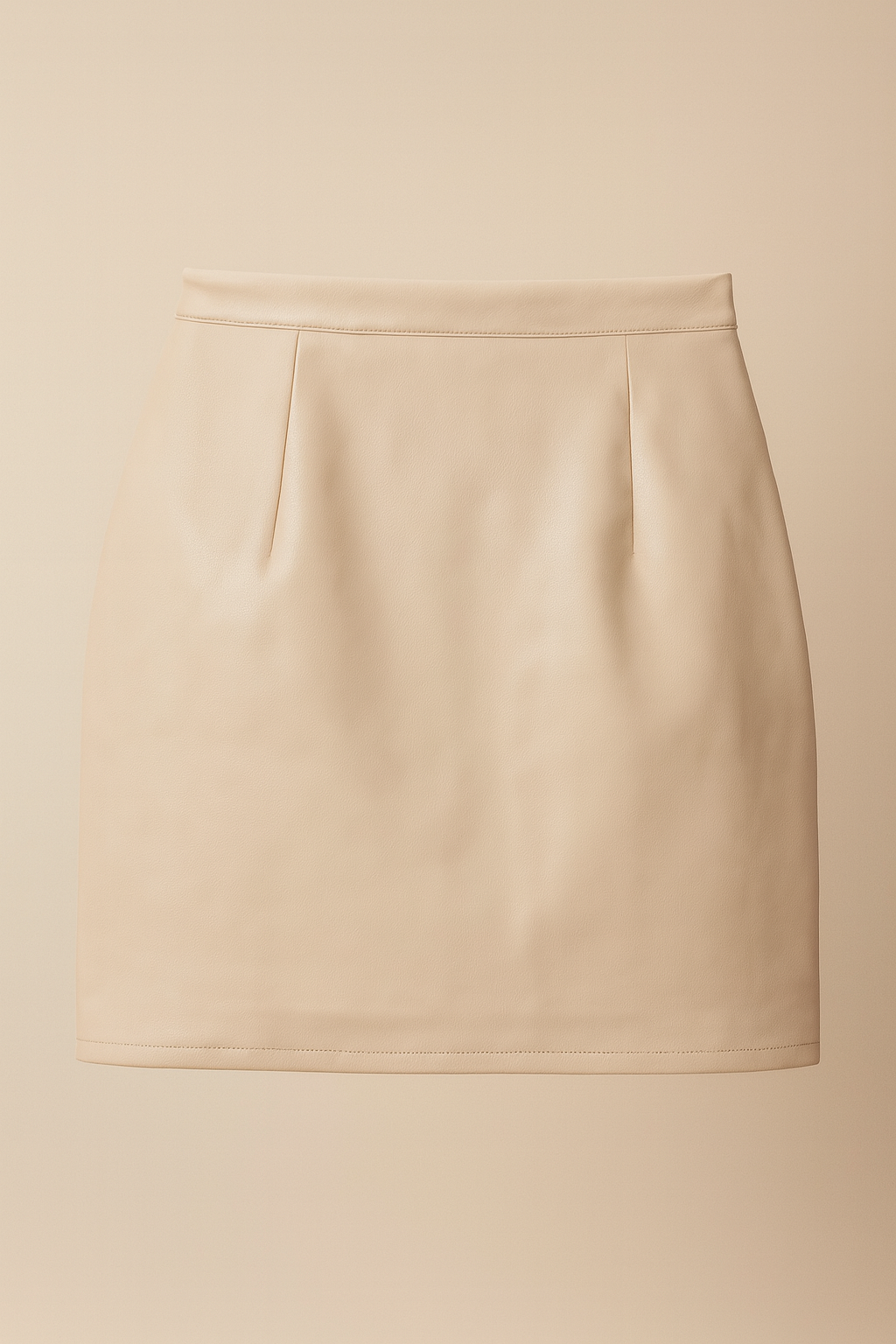 Sample - Cream Faux Leather Mini Skirt